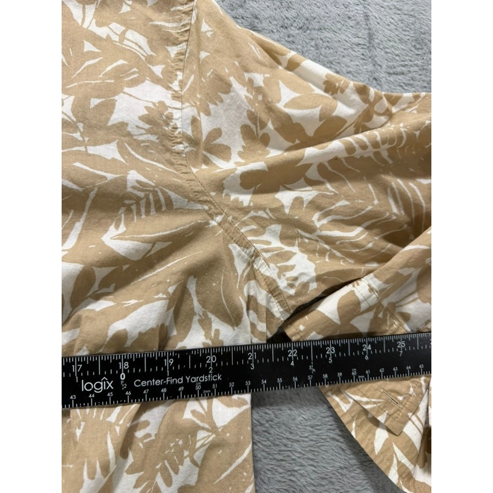 Liz Claiborne Button Up Shirt Women XL Beige Floral Tropical Casual Top - Picture 8 of 11